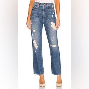 MOTHER
Study Hover High Rise Straight Leg Jeans in Peaches and Scream